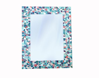 Colorful Wall Mirror / Mosaic Mirror  in Pink, Purple, Teal, White / Mirror for Nursery / Baby Girl Decor