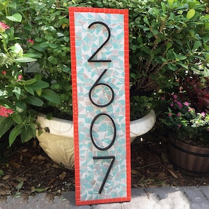 Outdoor House Number Sign, Colorful Mosaic Address
