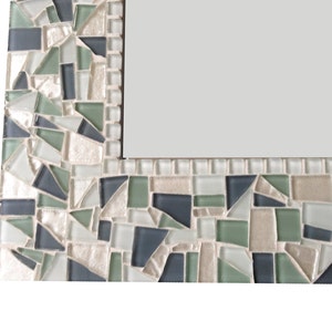 White, Gray, Green Mosaic Wall Mirror