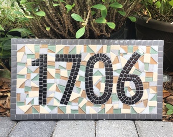 Address Sign, Mosaic House Numbers, Personalized Housewarming Gift, Custom Address Plaque