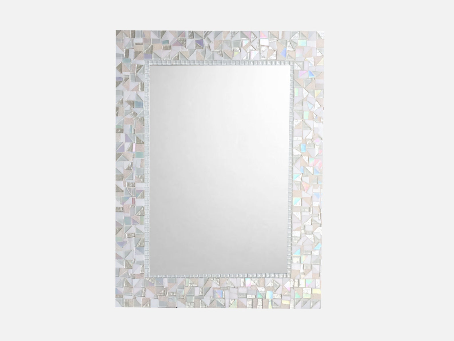 All White Wall Mirror Large Mosaic Mirror Neutral White Home Etsy