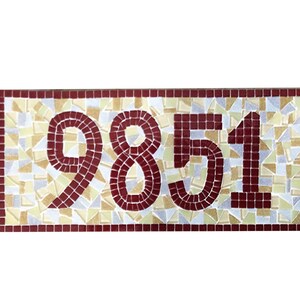 Mosaic Outdoor House Number Sign in Maroon, Gray, Golden Yellow image 2