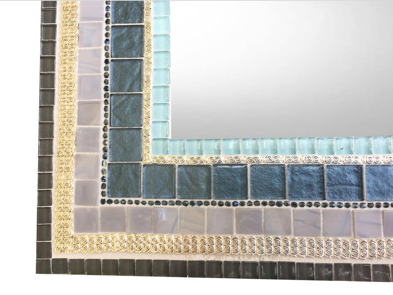 Bathroom Mirror Blue And Gray Mosaic Large Wall