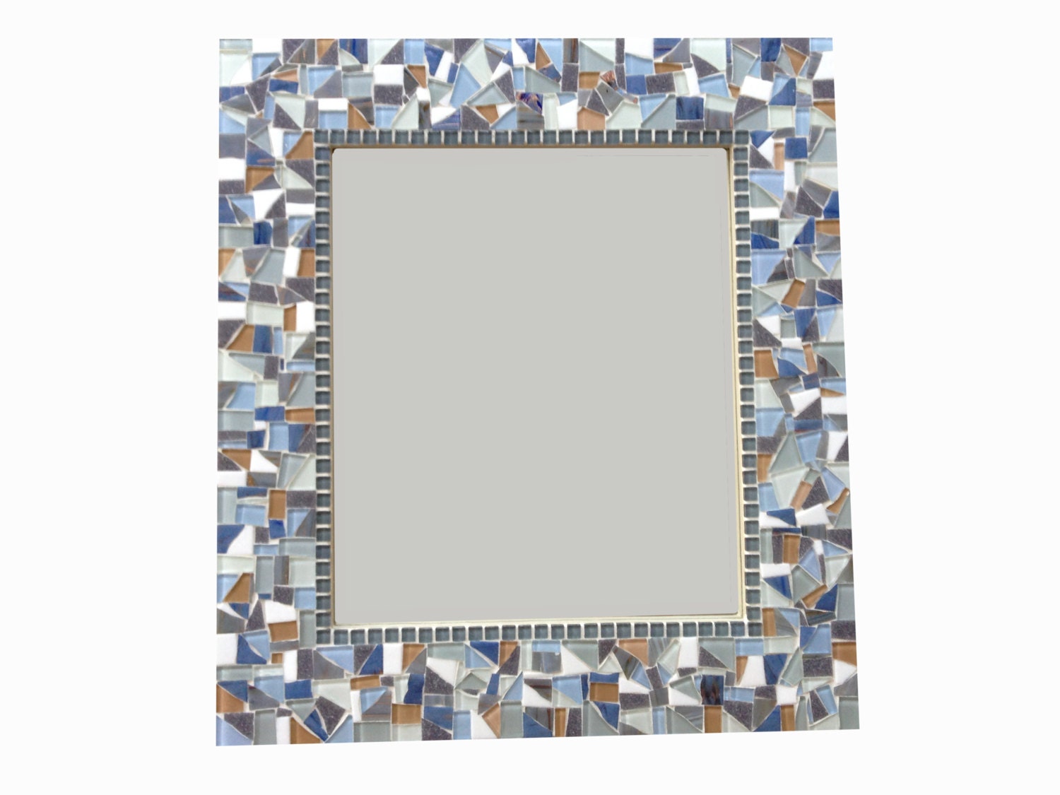 Mosaic Mirror, Decorative Wall Blue Gray White