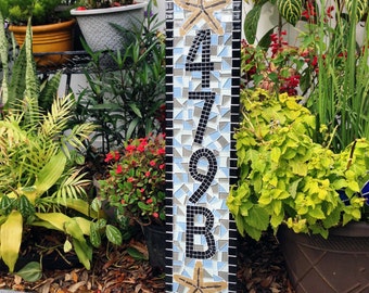 Address sign for Apartment, Mosaic Address Plaque with Letters and Numbers