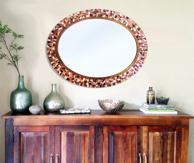 Wall Mirror, Mosaic Mirror, Oval Decorative Mirror image 3