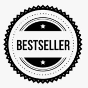 K&ouml;nnte beinhalten: Schwarzwei&szlig;grafik mit dem Wort "BESTSELLER" in einem Kreis mit zwei Sternen.
