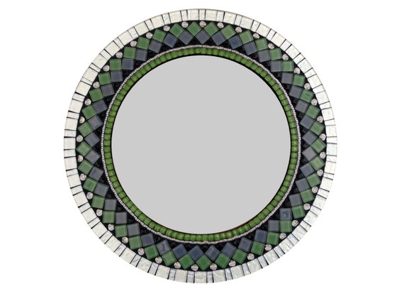 Round Mosaic Mirror Green Black Silver Decorative - Decorative Wall Mirrors Nz Round Mosaic Mirror Green Black Silver Decorative - Decorative Wall Mirrors Nz