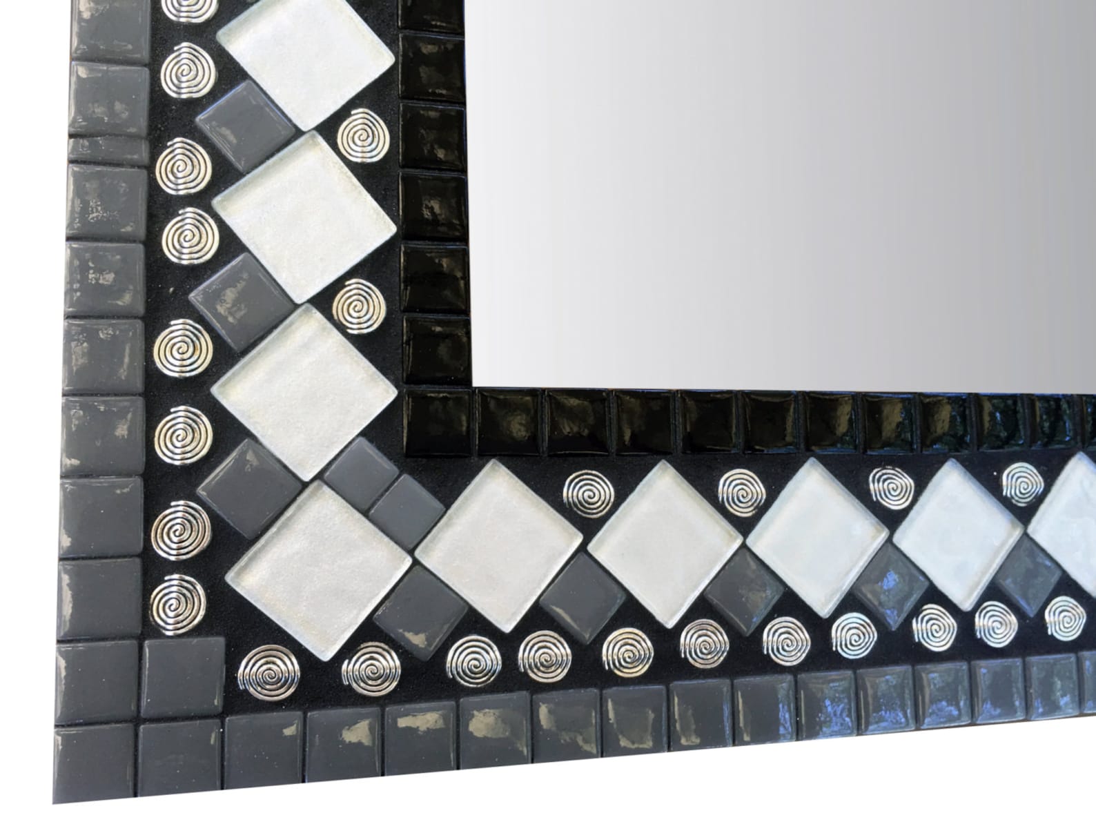 Mosaic Mirror Black and White Contemporary Wall Mirror - Etsy