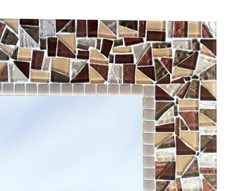 Brown Wall Mirror, Mosaic Mirror, Bathroom Mirror