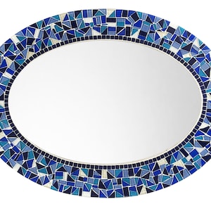 Blue Wall Mirror, Oval Mosaic Mirror