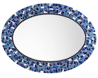 Blue Wall Mirror, Oval Mosaic Mirror