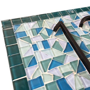 Mosaic House Number Sign, Teal Aqua Blue, Beach House Address Plaque image 7