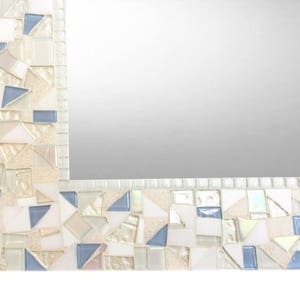 White and Blue Mosaic Wall Mirror, Large Mirror, Decorative Glass Mosaic Mirror