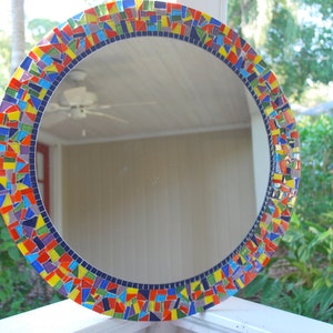 Colorful Round Mosaic Wall Mirror, Rainbow Colors, Mosaic Mirror image 4