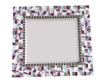 Large Purple and Gray Mosaic Mirror // Made to Order