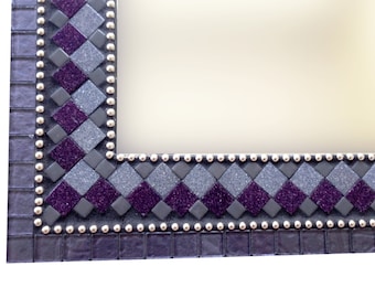 Wall Mirror, Purple Mosaic Mirror, Modern Wall Decor