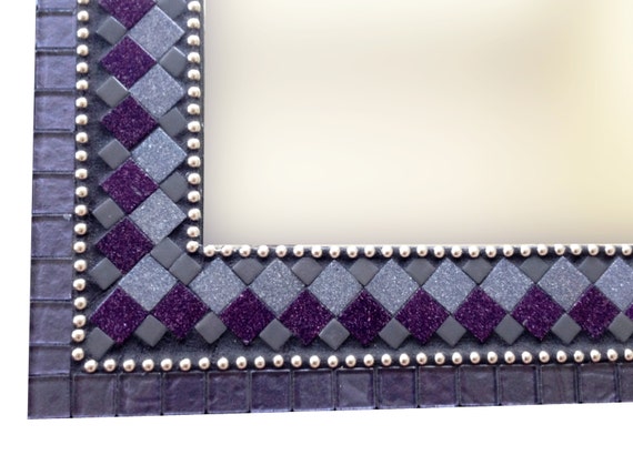 Wall Mirror, Purple Mosaic Mirror, Modern Wall Decor
