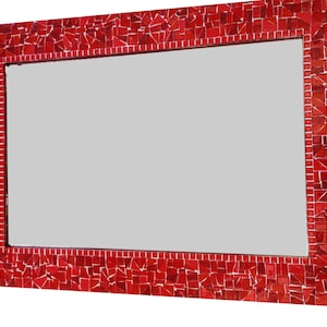 Red Wall Mirror, Rectangular Mirror, Mirror Decor, Mosaic Mirror