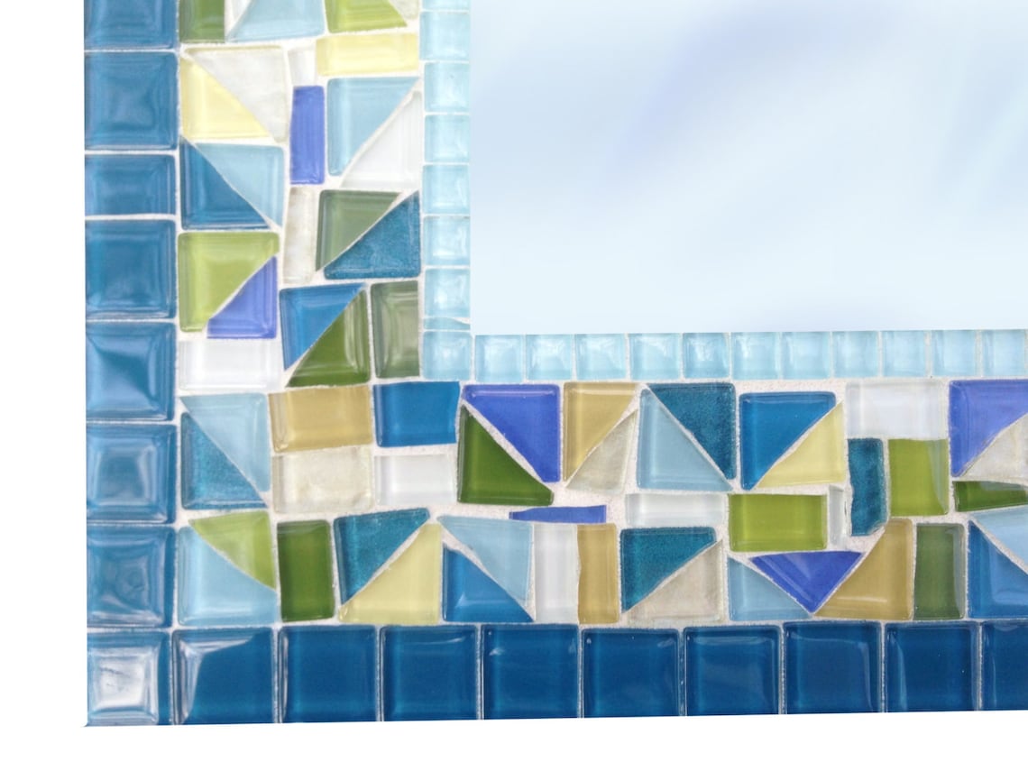 Bathroom Wall Mirror, Colorful Mosaic Mirror, Bathroom Decor ...