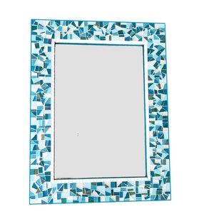 Mosaic Mirror, Wall Mirror in Turquoise, Teal, and Blue