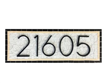 Mosaic Address Sign: Black Metal Numbers, Farmhouse Style