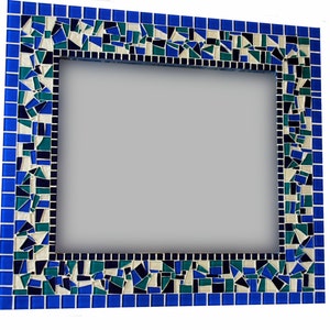 Wall Mirror, Decorative Mirror, Bathroom Decor, Blue Mosaic Mirror