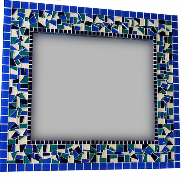 Wall Mirror, Decorative Mirror, Bathroom Decor, Blue Mosaic Mirror