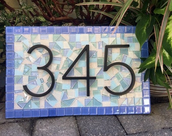 Mosaic House Number Plaque: Beach House Address Sign