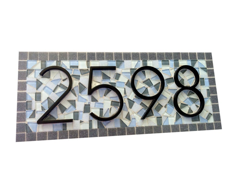 Mosaic Address Sign, Beach House Grays and Blues image 3