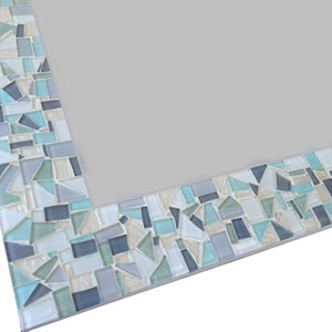 Mosaic Mirror // Neutral White, Gray, and Light Aqua // Beach House Decor image 2