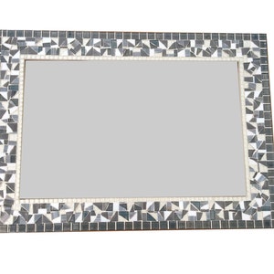 Silver, Gray, White Decorative Wall Mirror, Mosaic Mirror, Wall Decor, Large Bathroom Mirror