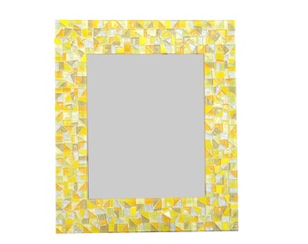 Yellow Wall Mirror / Large Mosaic Mirror / Bathroom Mirror / Colorful Wall Mirror
