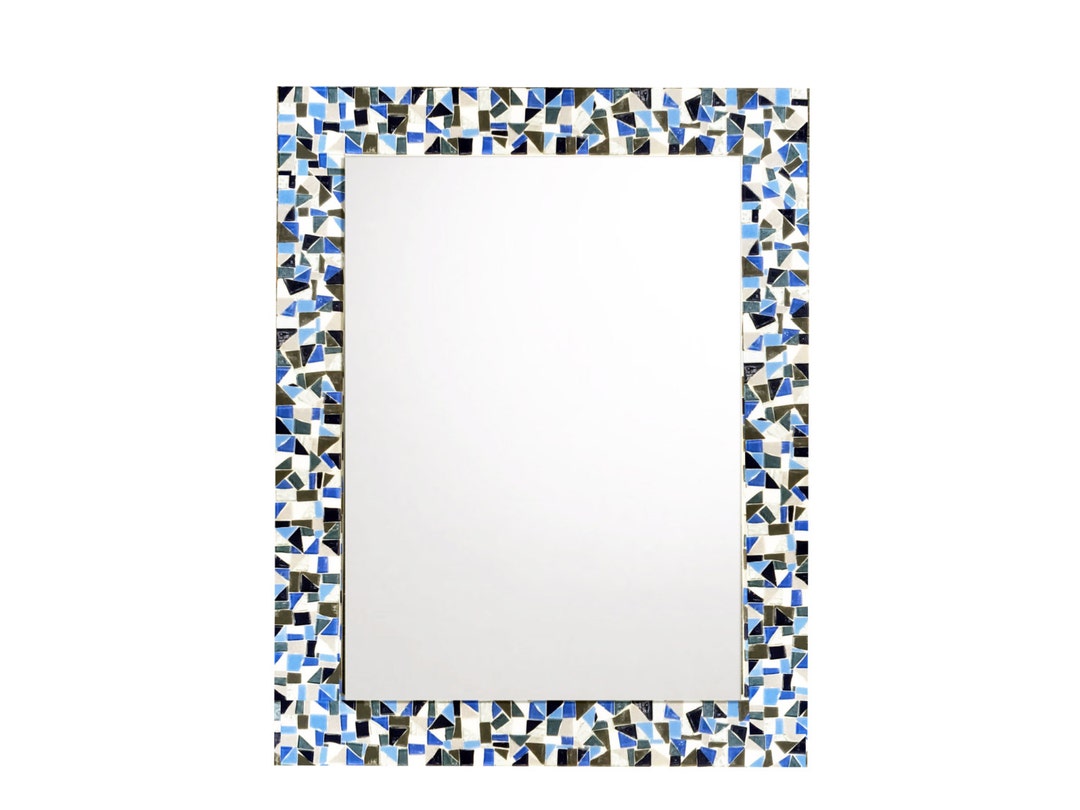 bathroom-mirror-mosaic-mirror-large-wall-mirror-blue-gray-white-etsy