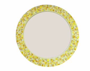 Round Mosaic Wall Mirror Yellow