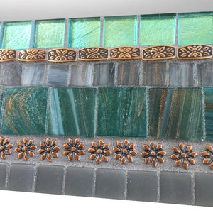 Large Wall Mirror, Mosaic Mirror, Aqua Gray Copper, Bathroom Decor, Mirror For Vanity image 4