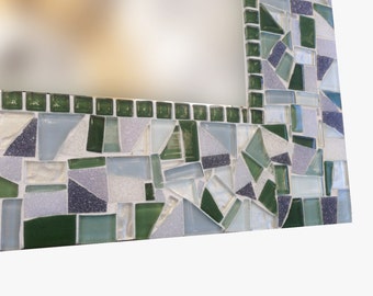 Green and Gray Wall Mirror,  Decorative Mosaic Mirror