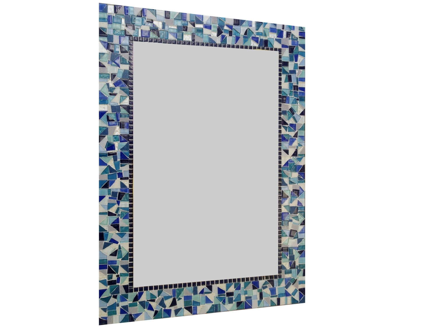 Large Mosaic Wall Mirror Bathroom Mirror Blue White Navy Etsy