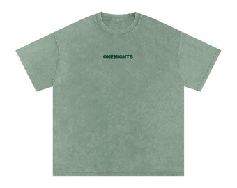 Camiseta de algodón extragrande con efecto desgastado - Verde simple