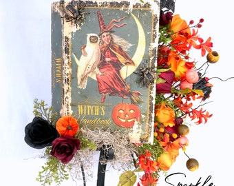 Halloween Decor - Witch Decor - Centerpiece for Table - Floral Arrangement - Pumpkin Decor - Fall Floral Arrangement - Fall Decor