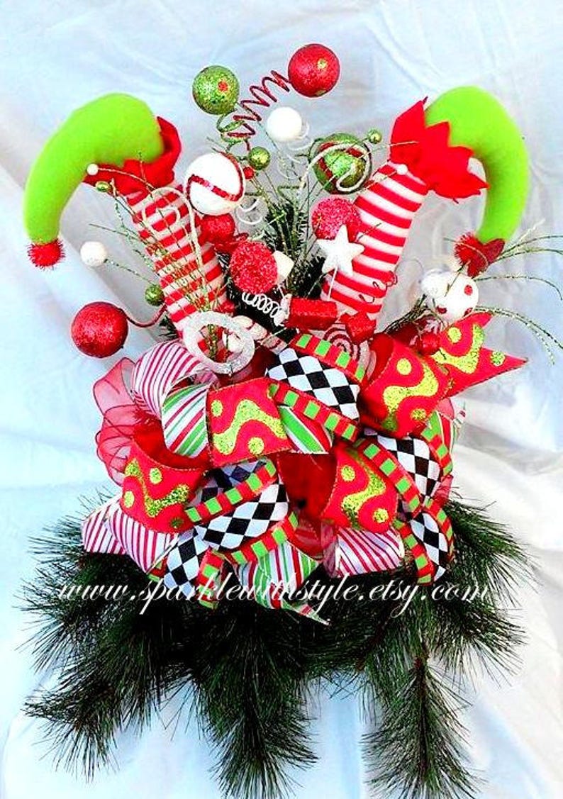 Elf Christmas Tree Topper Christmas Centerpiece Tree Topper Etsy