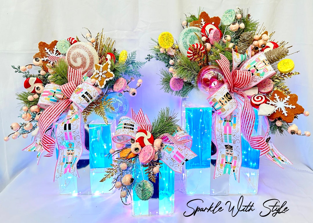 Candy Christmas Decor Light up Christmas Mantle Decorations Arrangements Centerpiece for Table