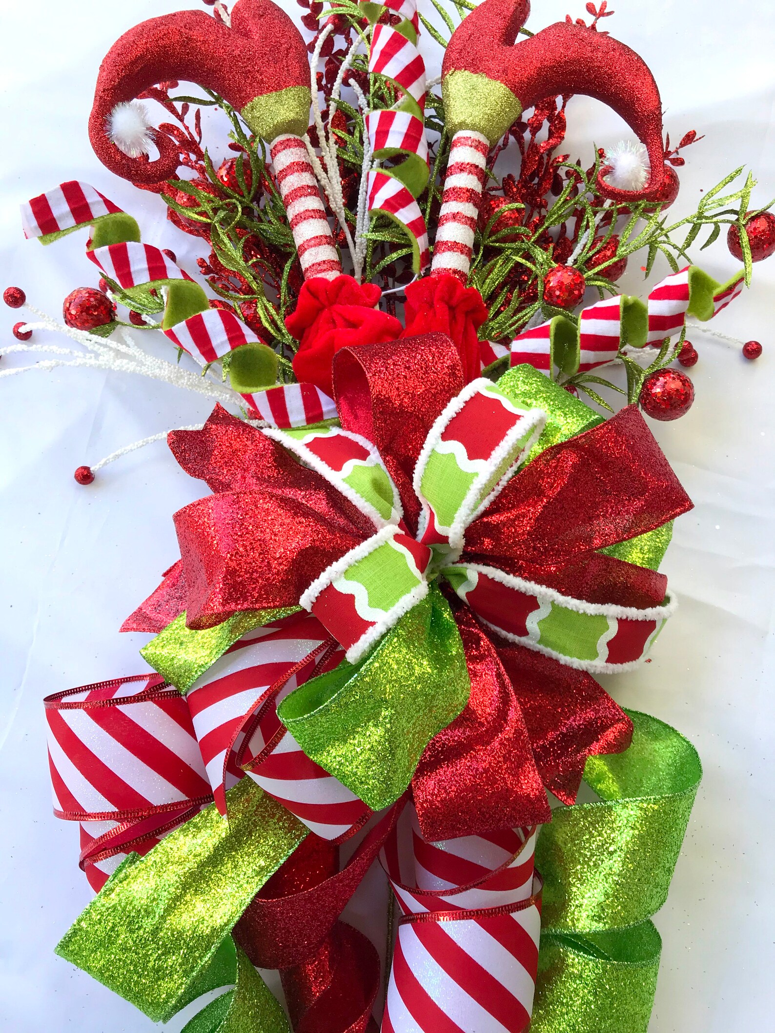 Elf Christmas Tree Topper Tree Topper Bow Elf Centerpiece Etsy