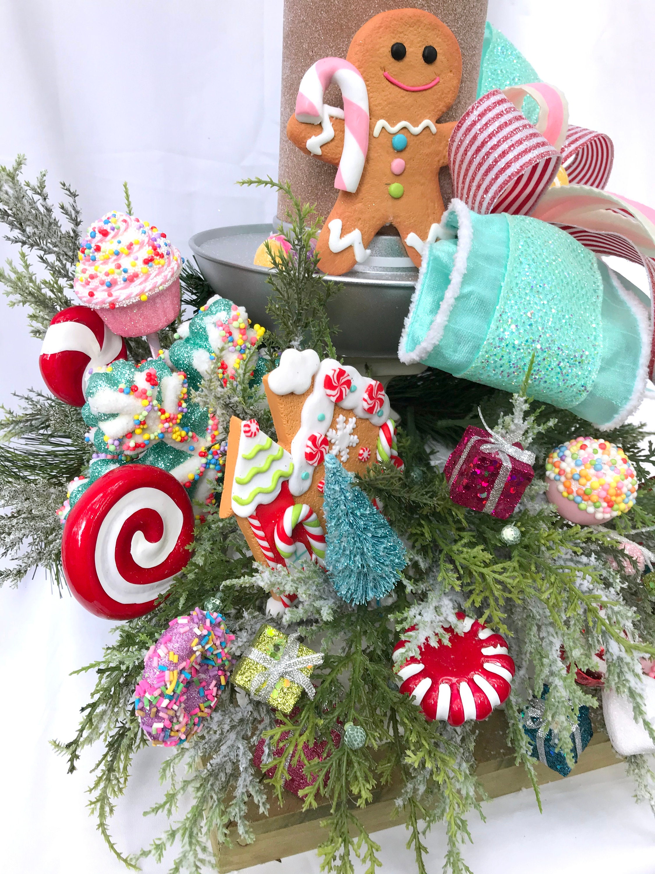 Gingerbread Decor - Centerpiece for Table - Christmas Decorations -  Gingerbread Man - Candyland Christmas Centerpiece - Holiday Decor - Etsy, image size:2250x3000