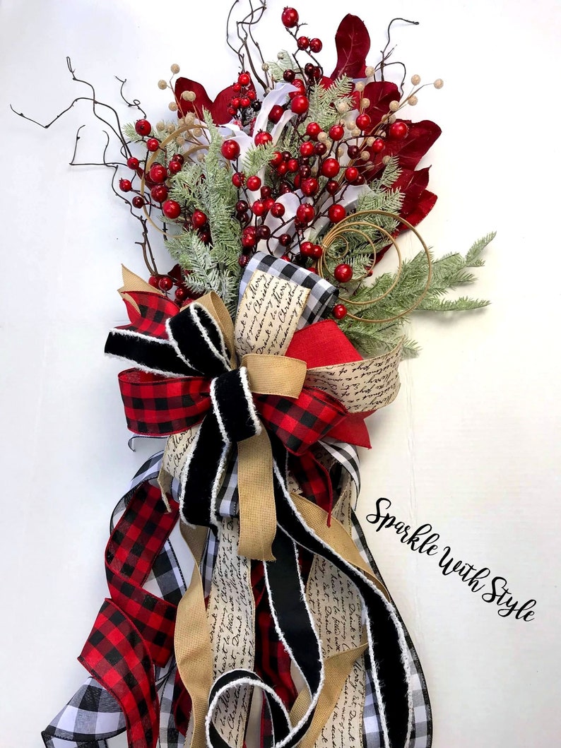 Buffalo Plaid Christmas Tree Topper Tree Topper Bow Etsy