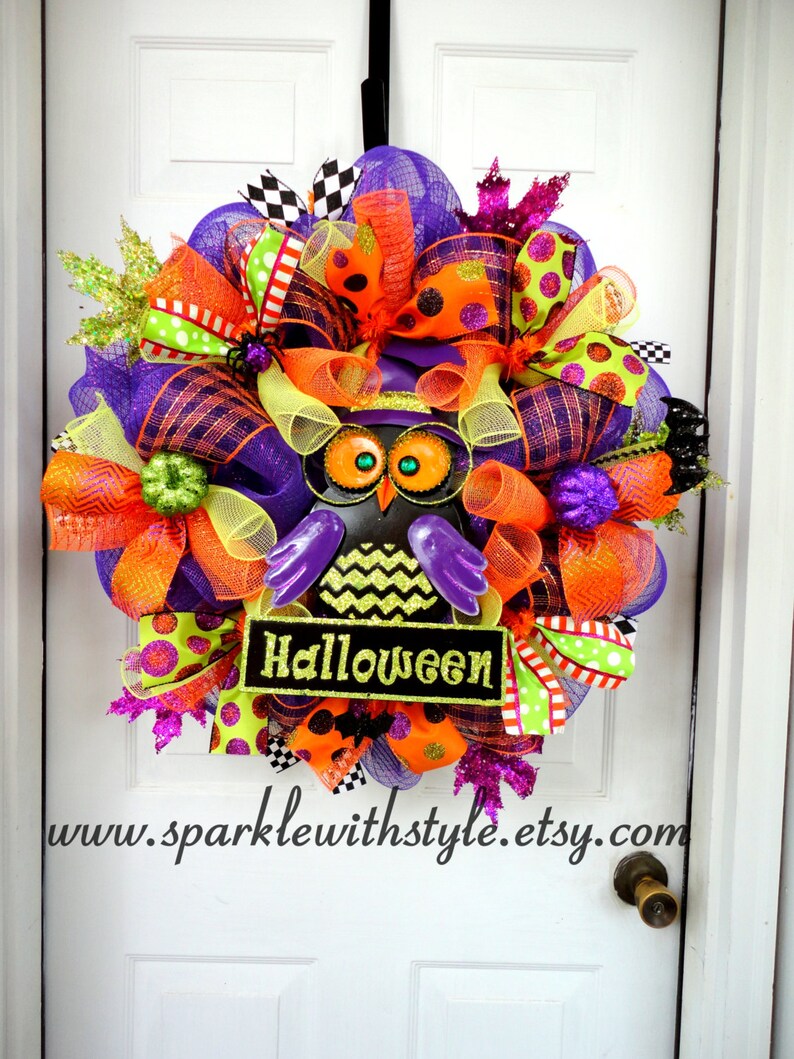 LIMITED AVAILABILITY Halloween Owl Wreath Halloween Deco Etsy