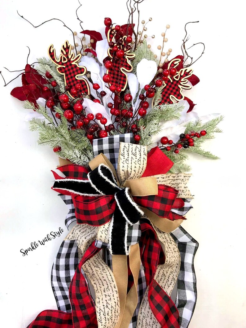Buffalo Plaid Christmas Tree Topper Tree Topper Bow Etsy