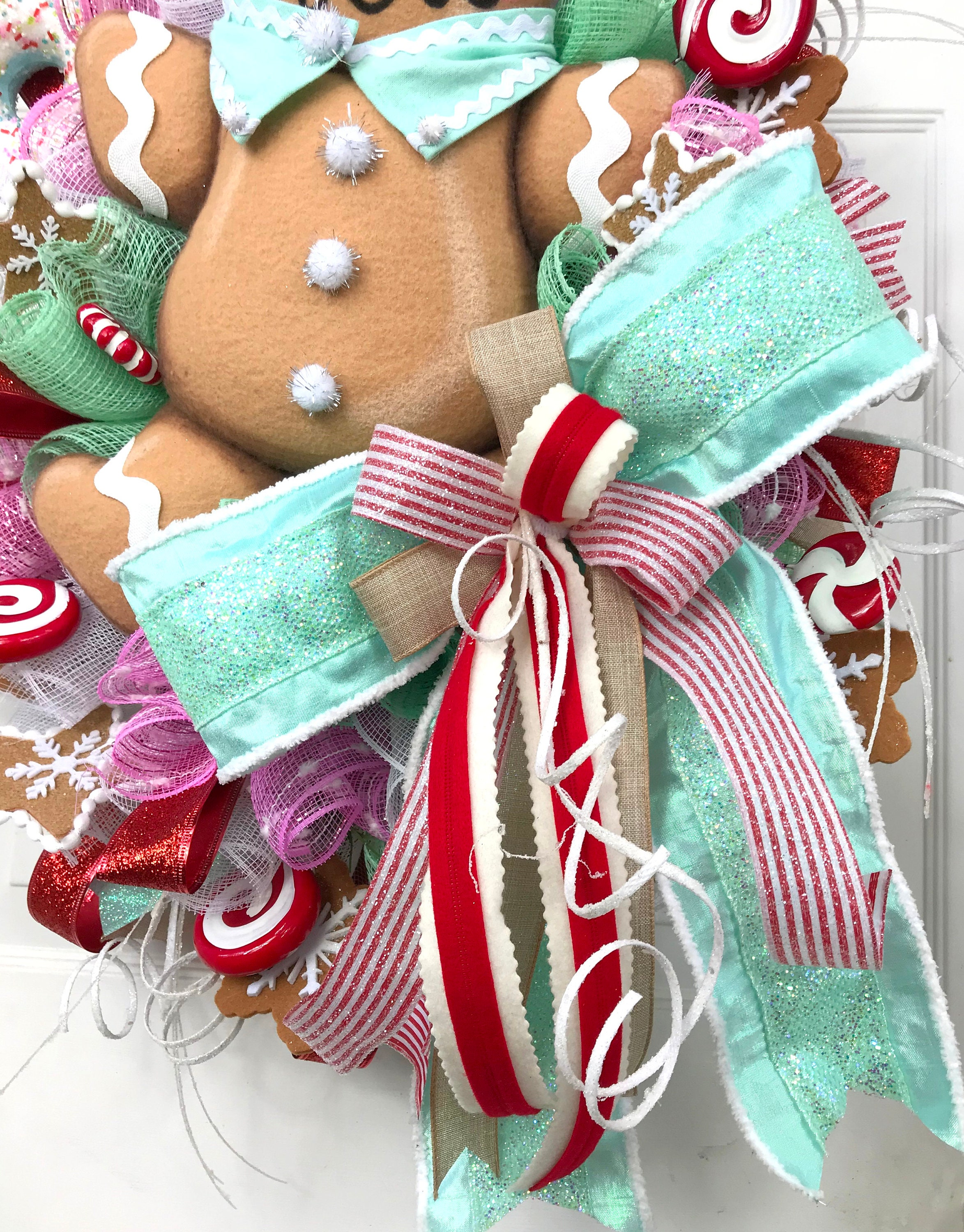 Gingerbread Wreath - Candy Theme Christmas Wreath - Christmas Decor ...