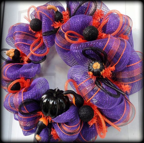 Items similar to Halloween Wreath - Fall wreath - Deco Mesh Wreath ...