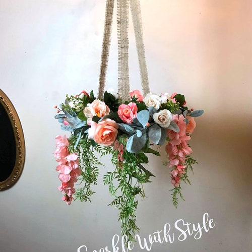 Floral Chandelier | Hanging shops Flowers | Custom Floral | Wedding Centerpiece | Baby Mobile | Shabby Chic Decor